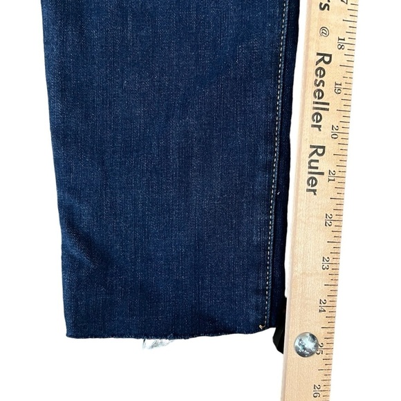 Banana Republic Jeans Women's 30 Dark  Mid Rise Skinny Stretch Blue Raw Hem - Picture 5 of 9
